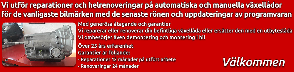 Vi utför reparationer och helrenoveringar till de flest förekommande bilmärken med de senaste rönen och uppdateringar för att undvika likartade fel i framtiden. Med generösa åtagande och garantier. Vi reparerar eller renoverar din befintliga växellåda eller ersätter den med utbytes. Vi ombesörjer även demontering och montering i bil. För företag har vi fri frakt inom Sverige för lösa växelådor. över 25 års erfarenhet.